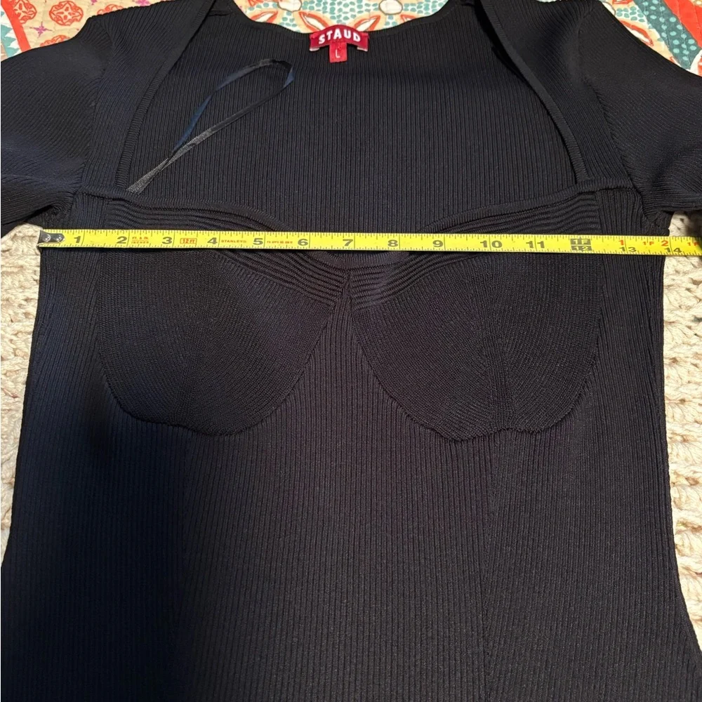 STAUD Classic Black Long Sleeve Dress Large - Picture 8 of 10